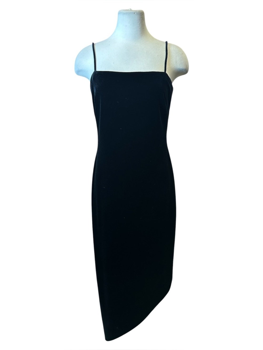 90s Black Velvet Gothic Asymmetrical Party Dress